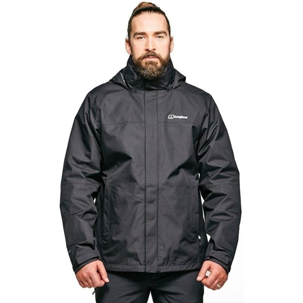 Berghaus Hydroshell Jacket Mens XXL Black Hooded Waterproof & Fleece 3 In 1 NWOT